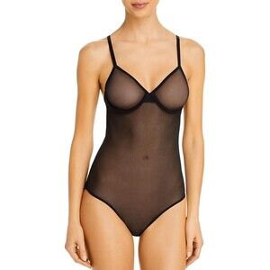 Le Mystere Modern Mesh Underwire Bodysuit Women's sz 34DDD/F  Black